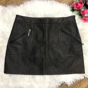 Zara Genuine Leather Brown Mini Skirt Size Medium